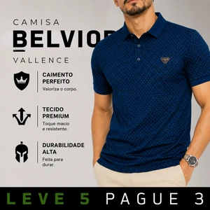 [LEVE 5 PAGUE 3] Camisa Masculina Belvior em Algodão e Elastano Premium (Visual Moderno!)