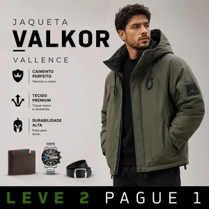 [LEVE 2 PAGUE 1] Jaqueta Masculina Valkor com Forro Térmico +3BRINDES: Relógio, Cinto e Carteira