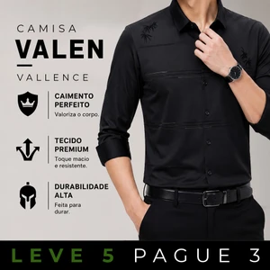 [LEVE 5 PAGUE 3] Camisa Masculina Valen Executive em Elastano Premium (Elegância de Homem Alfa)