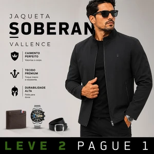 Jaqueta Masculina Soberano com Interior Forrado a Prova D’Água e Bolsos Internos +BRINDES: Relógio, Cinto e Carteira